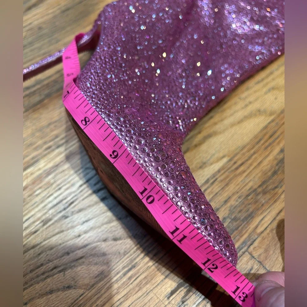 Steve Madden | Vivianne Pink Rhinestone Pointed-Toe Over-the-Knee Boots